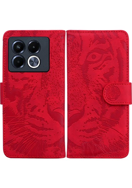 Infinix Note 40 5g Kırmızı Kaplan Kabartmalı Deri Kılıf (Yurt Dışından)