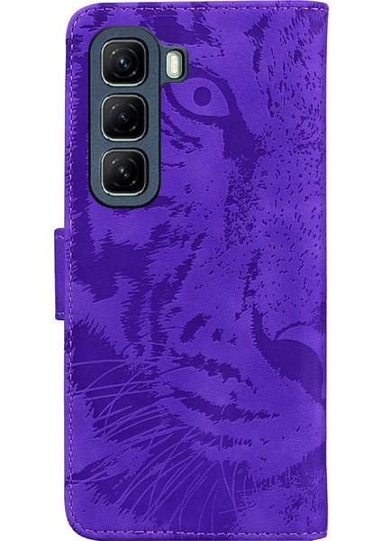 Infinix Hot 50 5g Mor Için Tiger Kabartmalı Deri Kılıf (Yurt Dışından)