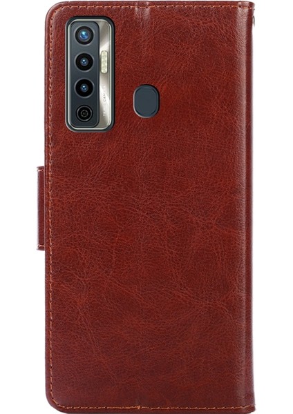 Tecno Camon 17 Kahverengi Için Deri Kılıf (Yurt Dışından)