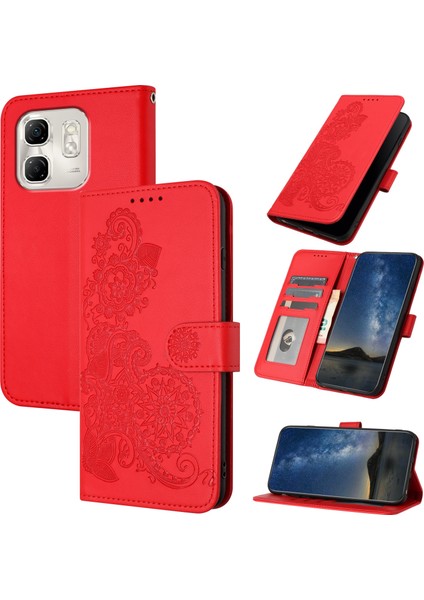 Infinix Hot 50I / Smart 9 Kırmızı Için Datura Kabartmalı Kılıf (Yurt Dışından)