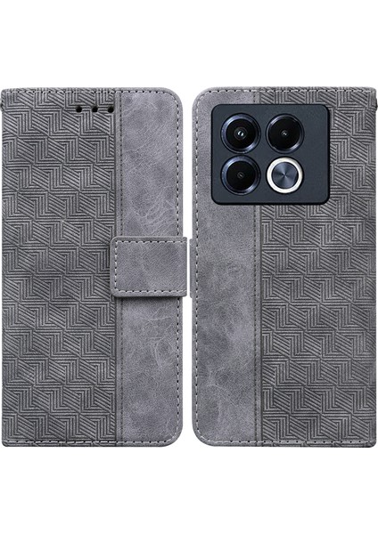 Infinix Note 40 5g Gri Için Kabartmalı Pu Kılıf (Yurt Dışından)