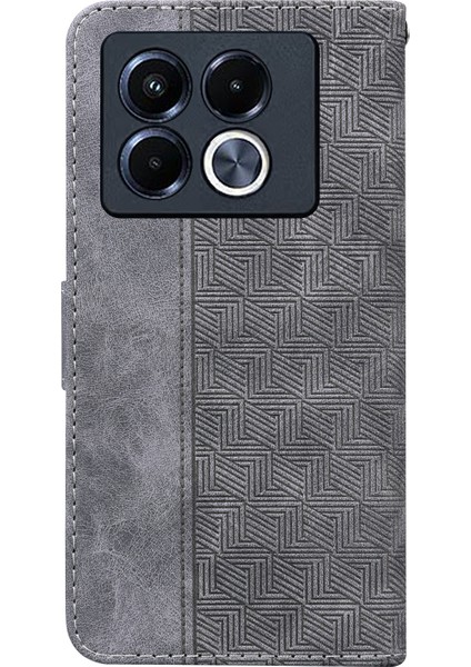 Infinix Note 40 5g Gri Için Kabartmalı Pu Kılıf (Yurt Dışından)