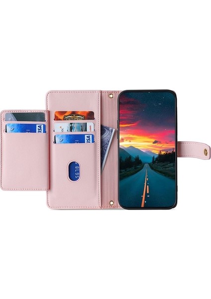 Tecno Camon 30 Pembe Için Çapraz Fermuarlı Cüzdan Kılıf (Yurt Dışından) modelleri