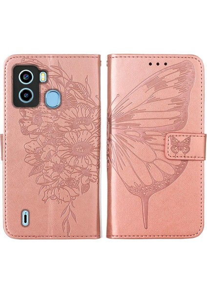Tecno Pop 6 Rose Gold Için Kabartmalı Pu Kılıf (Yurt Dışından) fiyatları