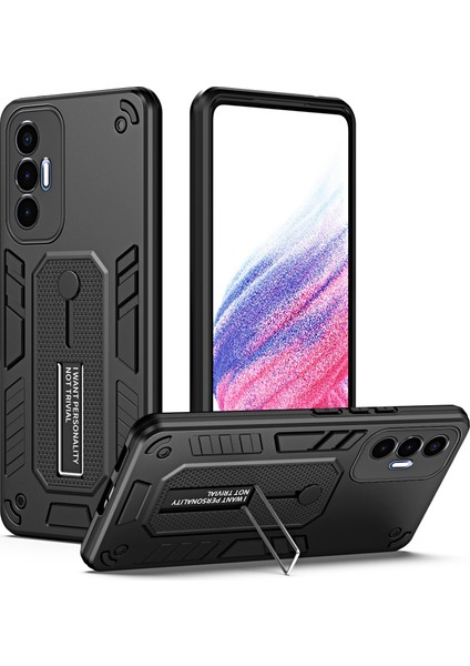 Tecno Pova 3 Siyah Için Zırh Tutucu Telefon Kılıfı (Yurt Dışından)