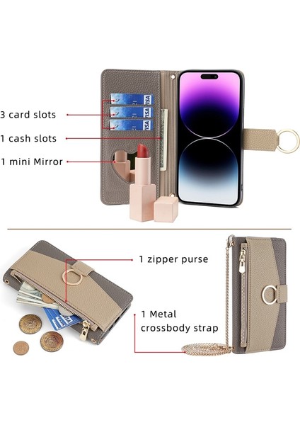 Tecno Camon 30 Pro 5g Gri Için Crossbody Deri Telefon Kılıfı (Yurt Dışından) modelleri