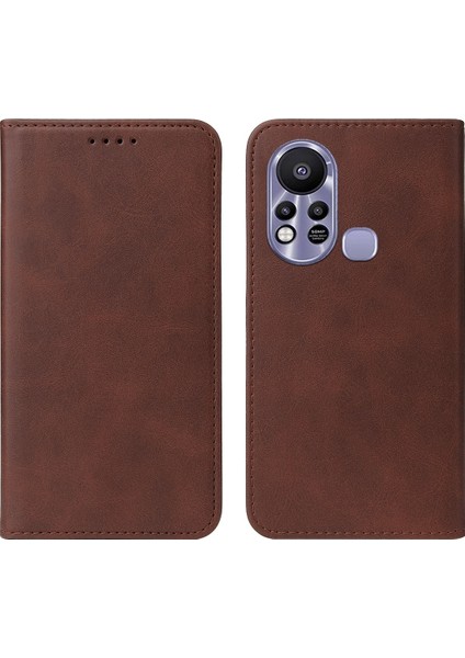Infinix Hot 11S Kahverengi Için Deri Kılıf (Yurt Dışından)