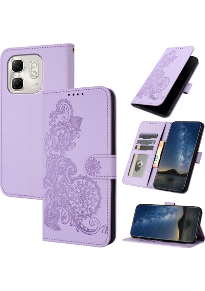 Infinix Hot 50I / Smart 9 Mor Için Datura Kabartmalı Kılıf (Yurt Dışından)