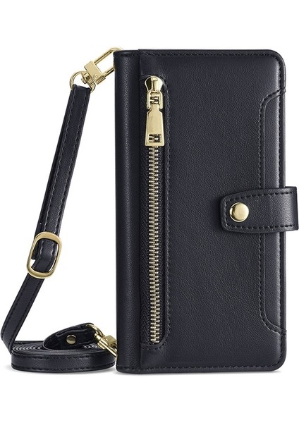 Tecno Camon 30 Siyah Için Çapraz Gövde Fermuarlı Cüzdan Kılıf (Yurt Dışından) fiyatları