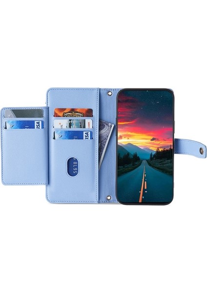Tecno Camon 30 Mavi Için Çapraz Fermuarlı Cüzdan Kılıf (Yurt Dışından) modelleri