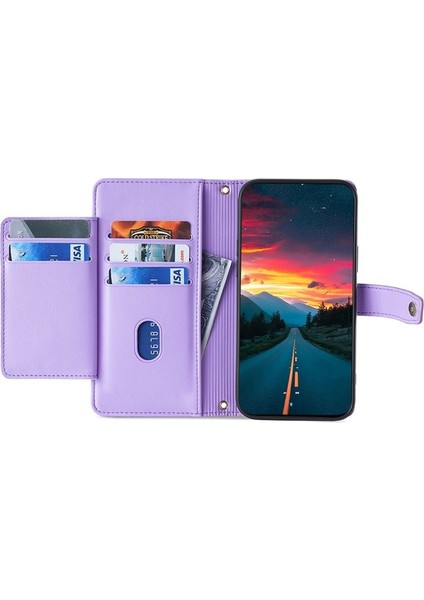 Tecno Camon 30 Mor Için Çapraz Fermuarlı Cüzdan Kılıf (Yurt Dışından) modelleri