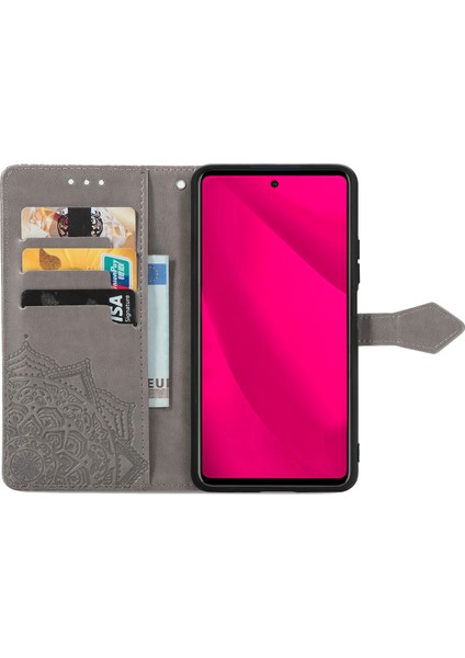 Infinix Smart 9 Gri Için Mandala Çiçek Deri Kılıf (Yurt Dışından)