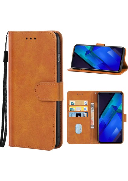 Infinix Note 12 / G88 Kahverengi Için Deri Telefon Kılıfı (Yurt Dışından)