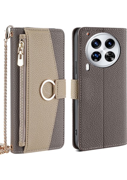 Tecno Camon 30 Premier 5g Gri Için Crossbody Deri Telefon Kılıfı (Yurt Dışından)