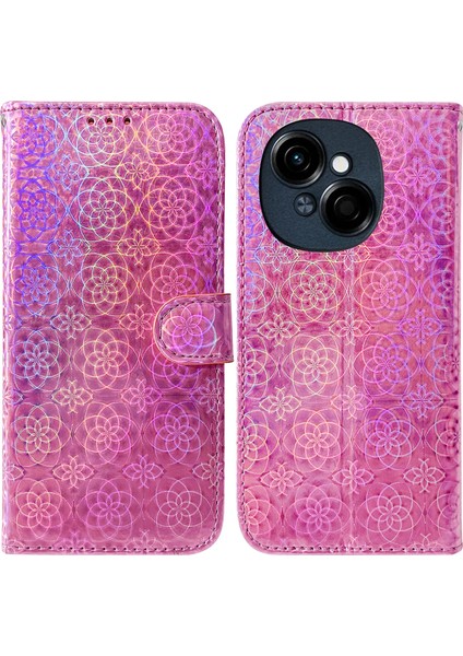 Tecno Spark Go 1 / Pop 9 Pro Pembe Için Renkli Pu Kılıf (Yurt Dışından)