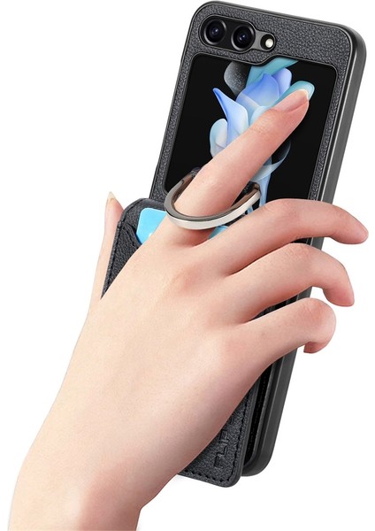 Samsung Galaxy Z Flip5 Khaki Için Junsunmay Deri Cilt Pc Kasa (Yurt Dışından)