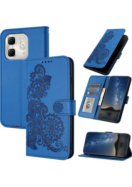 Infinix Hot 50I / Smart 9 Mavi Için Datura Kabartmalı Kılıf (Yurt Dışından)