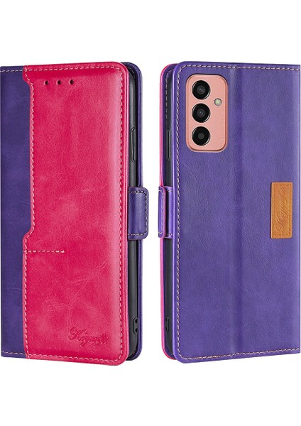 Samsung Galaxy M13 Mor+Gül Kırmızı Pu Kılıf (Yurt Dışından)