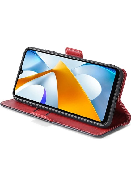 Samsung Galaxy M13 Mor+Gül Kırmızı Pu Kılıf (Yurt Dışından)