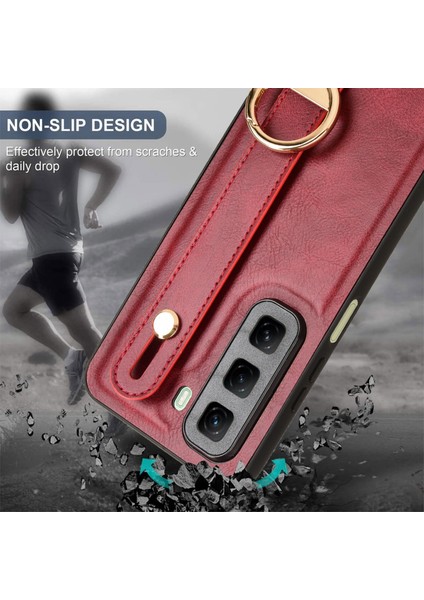 Infinix Hot 50 5g Kırmızı Bileklik Pu Kılıf (Yurt Dışından)