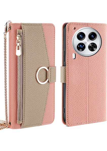 Tecno Camon 30 Premier 5g Pembe Için Crossbody Deri Telefon Kılıfı (Yurt Dışından)