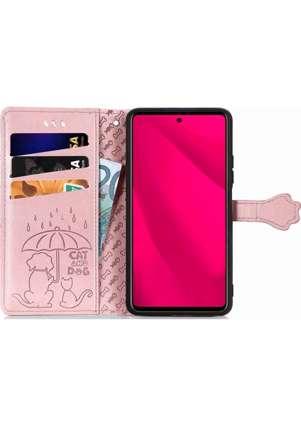 Infinix Smart 9 Için Kedi ve Köpek Kabartmalı Kılıf Pembe Altın (Yurt Dışından)