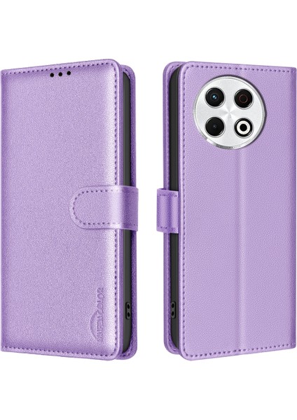 Tecno Spark 30 Pro 4g Mor Için Litchi Pu Kılıf (Yurt Dışından)