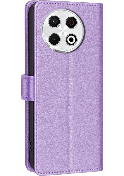 Tecno Spark 30 Pro 4g Mor Için Litchi Pu Kılıf (Yurt Dışından)