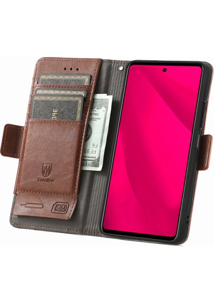 Infinix Smart 9 Kahverengi Için Ekleme Deri Kılıf (Yurt Dışından)