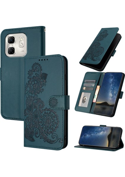 Infinix Hot 50I / Smart 9 Koyu Yeşil Için Datura Kabartmalı Kılıf (Yurt Dışından)
