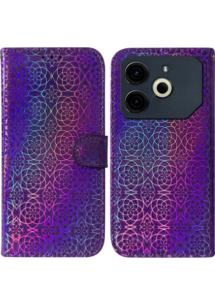 Tecno Pova 6 Neo Mor Için Renkli Pu Kılıf (Yurt Dışından)