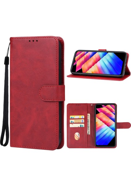 Infinix Hot 30I Kırmızı Için Deri Telefon Kılıfı (Yurt Dışından)