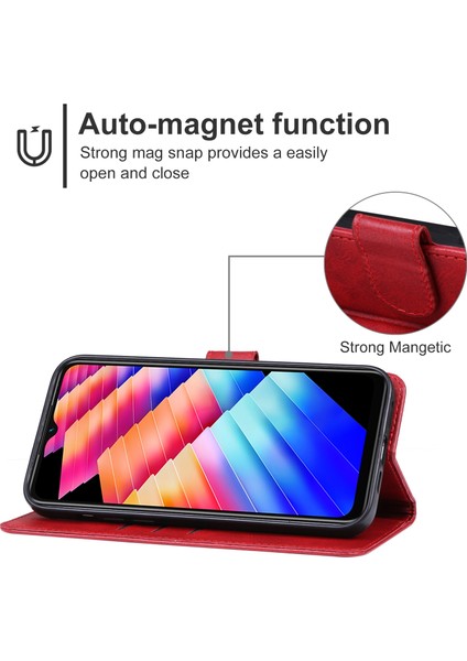 Infinix Hot 30I Kırmızı Için Deri Telefon Kılıfı (Yurt Dışından)