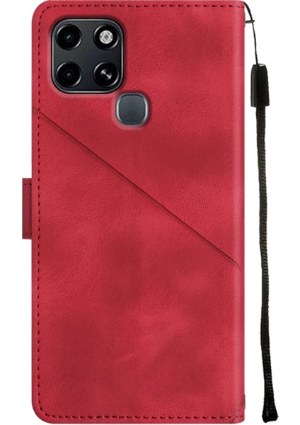 Infinix Smart 6 Kırmızı Deri Telefon Kılıfı (Yurt Dışından)