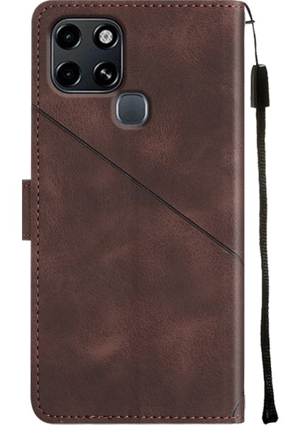 Infinix Smart 6 Kahverengi Için Deri Telefon Kılıfı (Yurt Dışından)