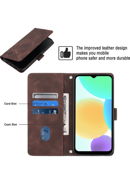 Infinix Smart 6 Kahverengi Için Deri Telefon Kılıfı (Yurt Dışından)