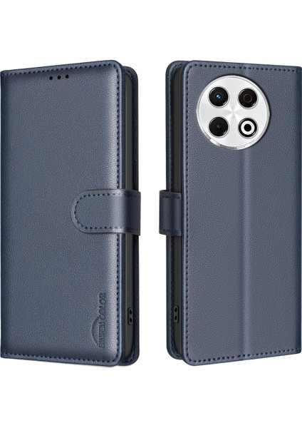 Tecno Spark 30 Pro 4g Mavi Için Litchi Pu Kılıf (Yurt Dışından)
