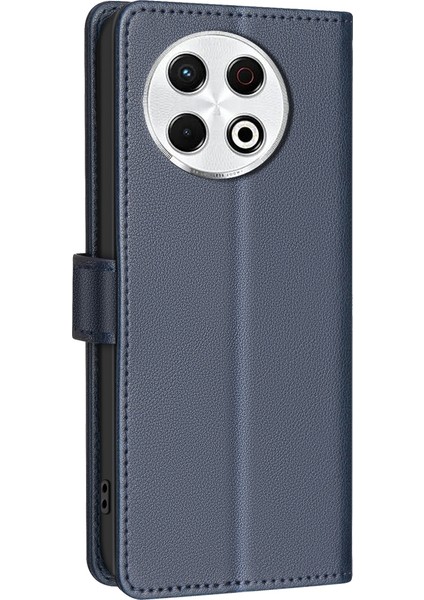 Tecno Spark 30 Pro 4g Mavi Için Litchi Pu Kılıf (Yurt Dışından)