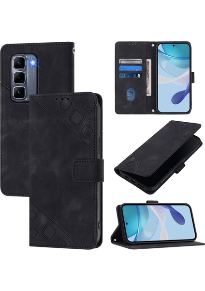Infinix Hot 50 Pro+ 4g Siyah Için Kabartmalı Pu Kılıf (Yurt Dışından)