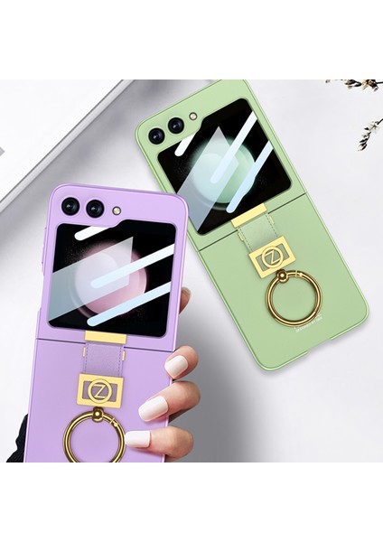 Samsung Galaxy Z Flip5 Green Için Gkk Ultra Yetenekli Pc Ring Telefon Kılıfı (Yurt Dışından) modelleri