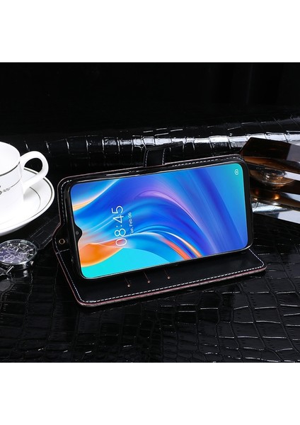 Tecno Spark 7p Siyah Için Idewei Timsah Dokulu Kılıf (Yurt Dışından)