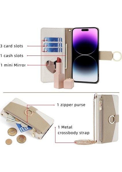 Tecno Camon 30 Premier 5g Beyaz Için Crossbody Deri Telefon Kılıfı (Yurt Dışından)