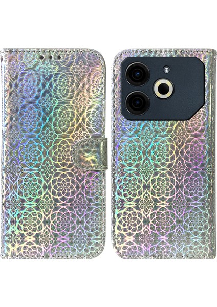 Tecno Pova 6 Neo Gümüş Için Renkli Pu Kılıf (Yurt Dışından)