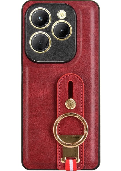 Tecno Spark 20 Pro 4g Kırmızı Bileklik Deri Kılıf (Yurt Dışından)