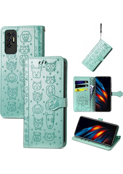 Tecno Pova 2 Yeşil Kabartma Desenli Telefon Kılıfı (Yurt Dışından)