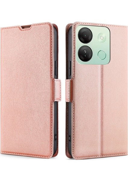 Infinix Smart 7 Hd Rose Gold Için Yan Tokalı Deri Kılıf (Yurt Dışından)