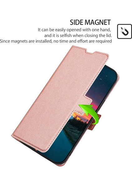 Infinix Smart 7 Hd Rose Gold Için Yan Tokalı Deri Kılıf (Yurt Dışından)