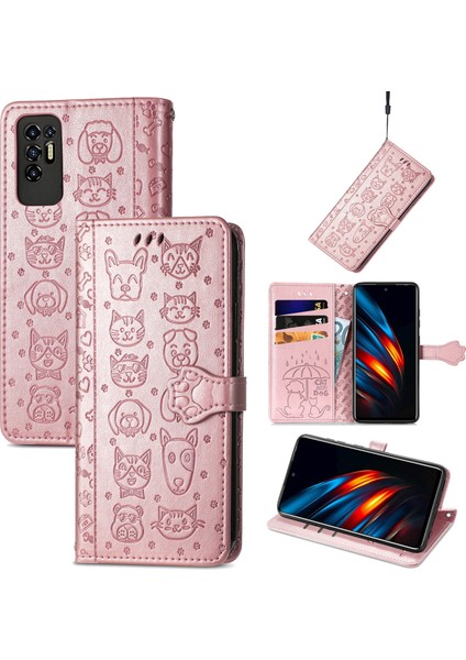 Tecno Pova 2 Rose Gold Için Kabartma Desenli Telefon Kılıfı (Yurt Dışından)