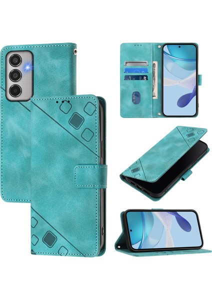 Samsung Galaxy M35 Yeşil Için Skin-Fe Deri Telefon Kılıfı (Yurt Dışından)