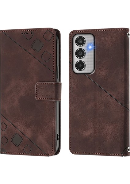 Samsung Galaxy M35 Yeşil Için Skin-Fe Deri Telefon Kılıfı (Yurt Dışından)